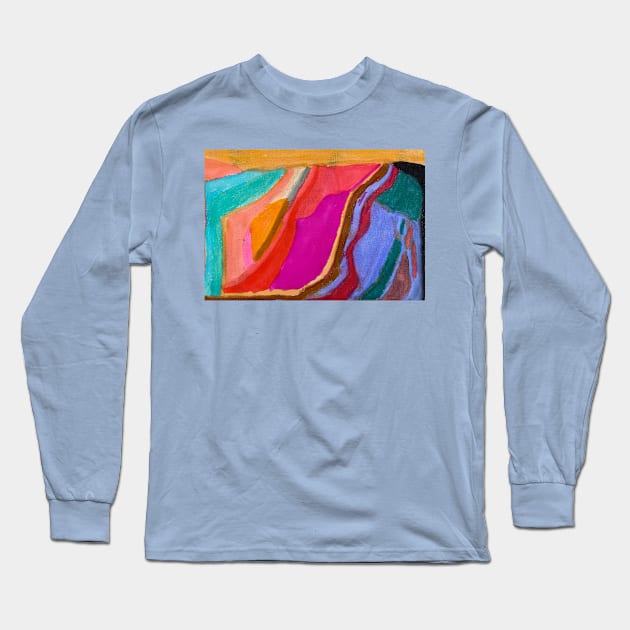 Colourful Unique Abstract Texta Colours Long Sleeve T-Shirt by PodmenikArt